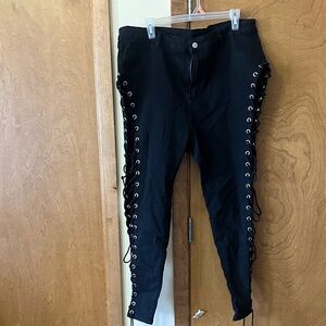 Black Lace-Up Men's Pants